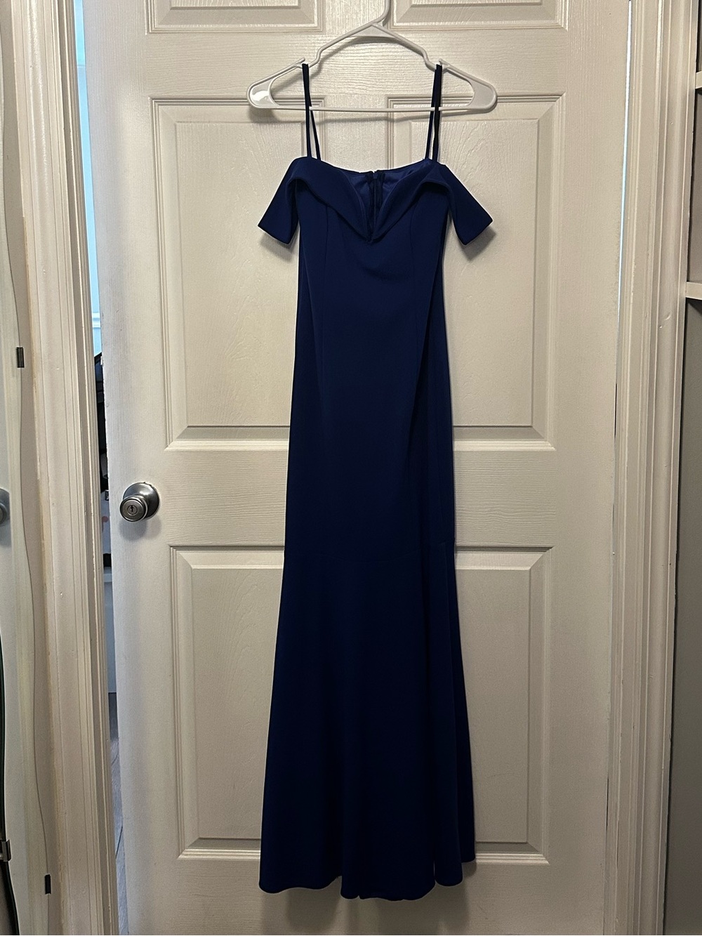Off-Shoulder Navy Evening Gown